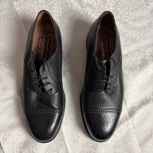 Valleverde Men’s Black Leather Cap Toe Oxford Shoes Vibram Sole EU 46 US 12